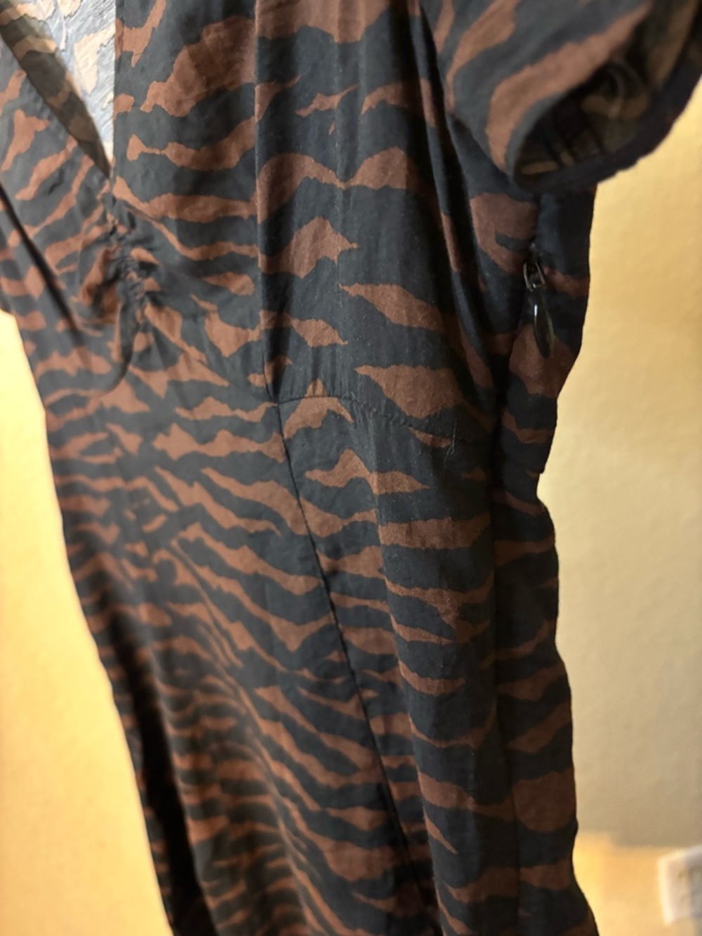 Madewell Brown and Black Tiger-Print V-Neck Mini Dress - Picture 5 of 8